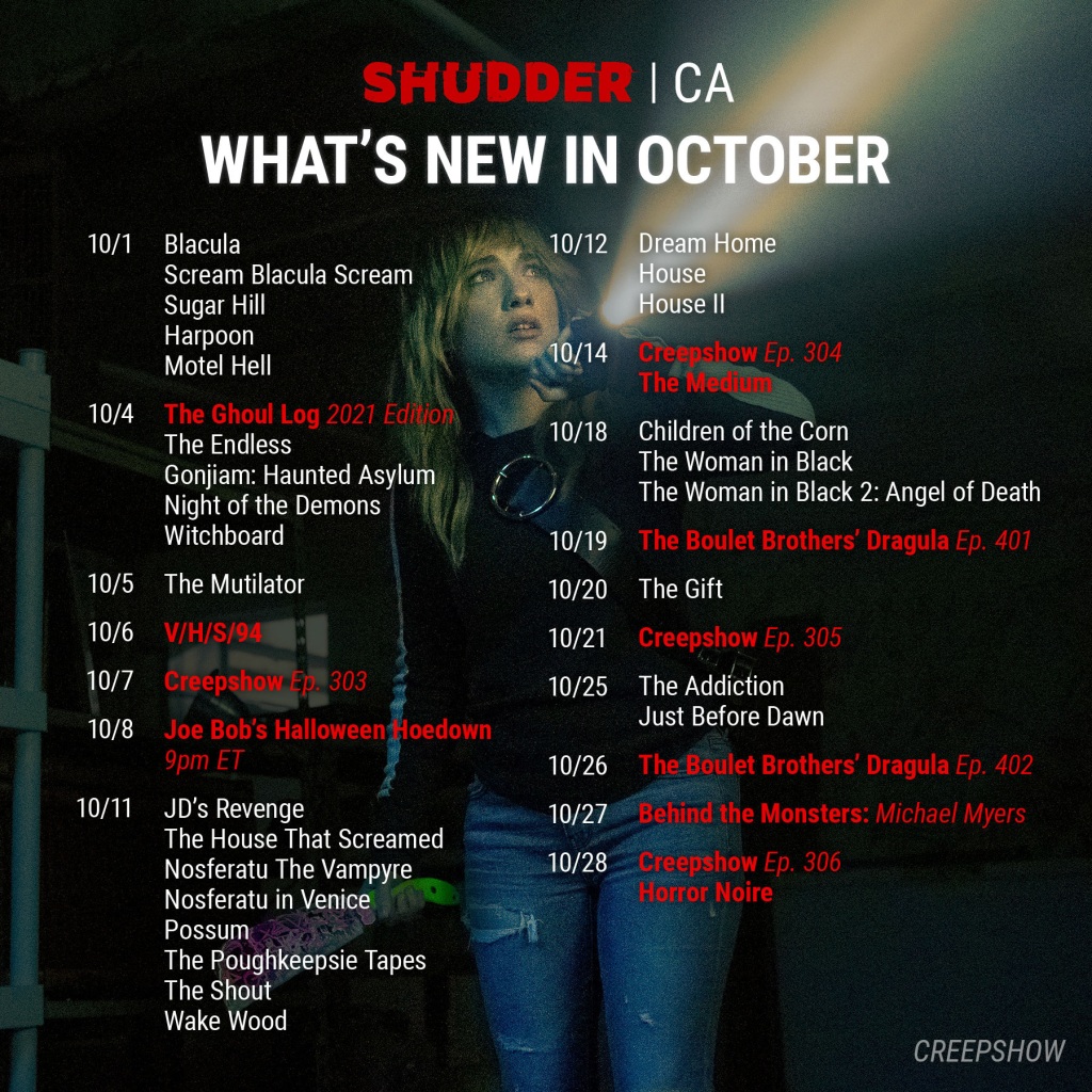Streaming News:  What’s New on Shudder Canada for October 2021?